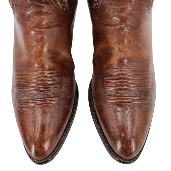Vintage Lucchese San Antonio Men 8.5D Brown Leather Classic Cowboy Western Boots - Picture 6 of 16
